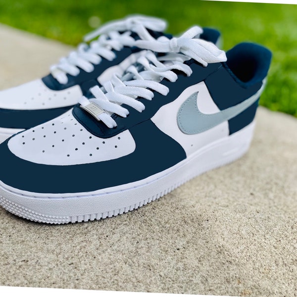 Navy blue and grey custom Air Force 1