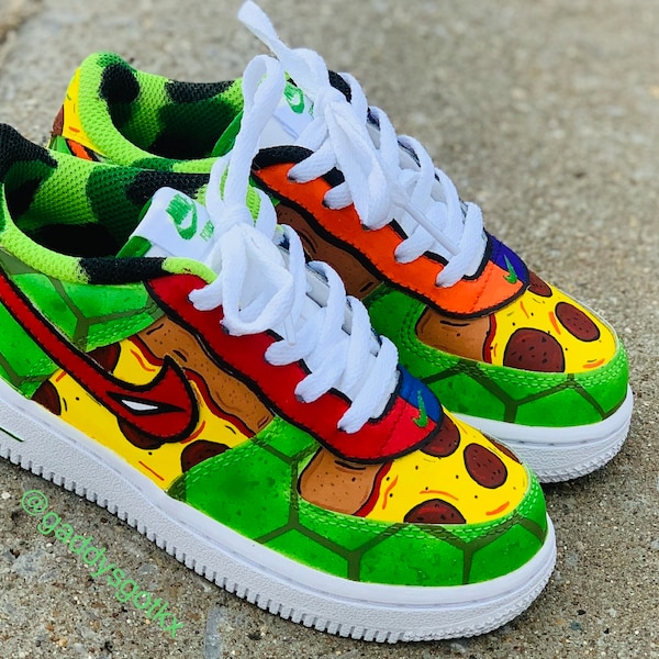 Turtle  custom Air Force 1’s- kids