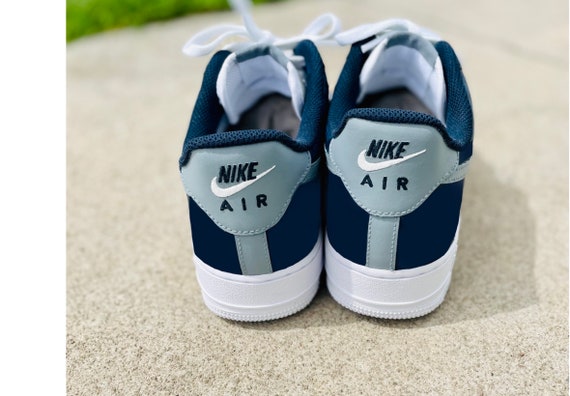 Navy Blue and Grey Custom Air Force 1 - Etsy display picture 1
