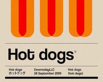 Pegatina de vinilo de 7,6 cm con diseño de perritos calientes.