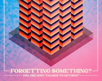 Póster con estética neón y estilo vaporwave retro - "¿Olvidaste algo?"