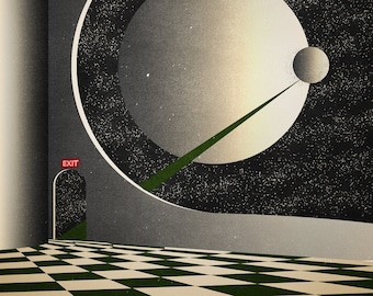 Exit - Original Retro Vintage Scifi Atomic Aesthetic Liminal Space Travel Poster