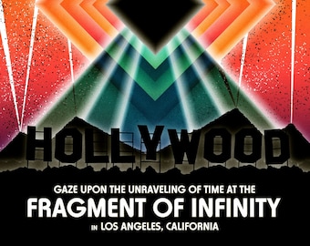 Turismo de anomalías cósmicas - Los Ángeles - Póster retro de ciencia ficción psicodélica distópica