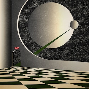 Exit - Original Retro vintage Scifi Atomic Aesthetic Liminal Space Travel Poster