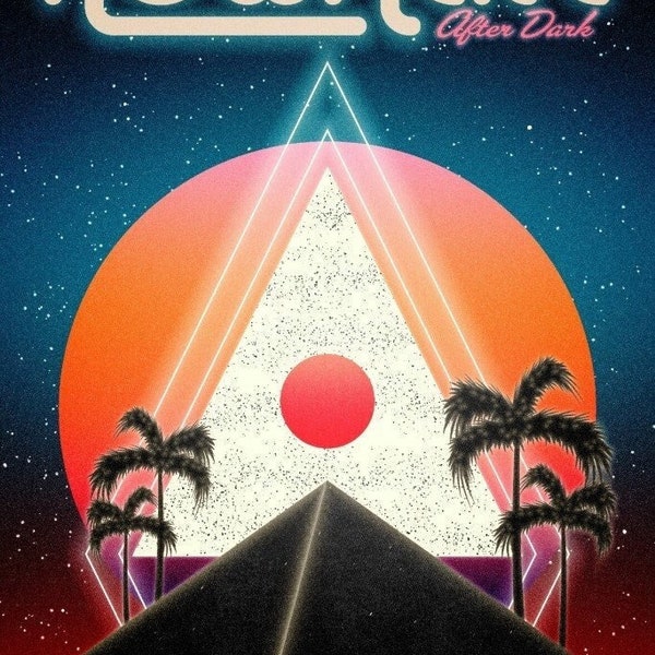 Desert Scifi Retro Synthwave 12" by 18" Poster - Nowhere After Dark