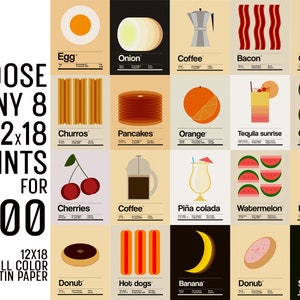 Any 8 Food Posters of Your Choice