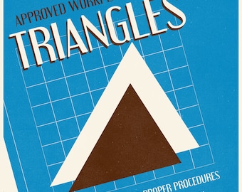 Triángulos aprobados para el lugar de trabajo: parodia de propaganda y publicidad vintage.