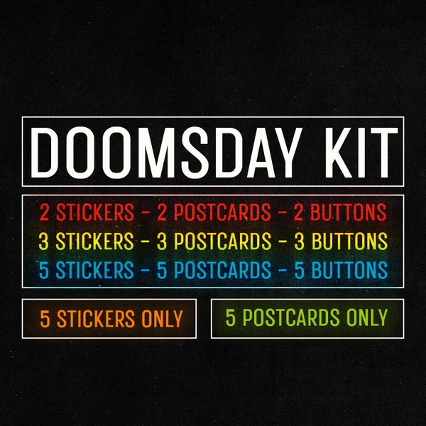 Doomsday Kits - Stickers/Postcards/Buttons Variety Packs