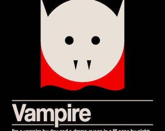 Vampire - Retro Minimalist Boho Vampire Print