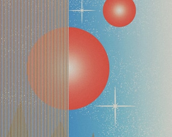 Nothing is Waiting For You - Retro Midcentury Celestial Landscape Travel Poster