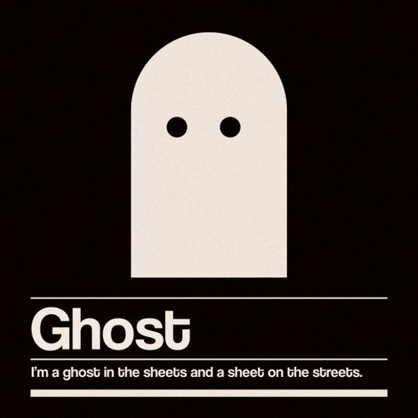 12" by 18" Original Cute Retro Minimalist Poster "Ghost"