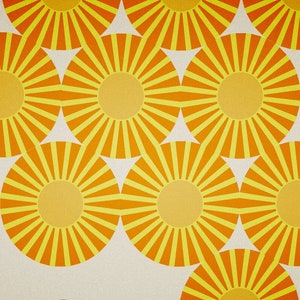 Op de afbeelding: Een retro-stijl illustratie van een ananas met een patroon van oranje en gele zonnestralen. De tekst "Pineapple" is in zwarte cursieve letters onderaan de afbeelding geschreven.