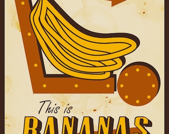 This is Bananas 12" by 18" Retro Decor Vegas Style Poster