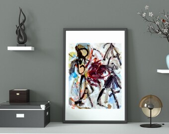 Printable Abstract Modern Artwork, Colorful Original Acrylic Watercolor Painting, Digital Download Art for Home Dorm Office Decor Crafts
