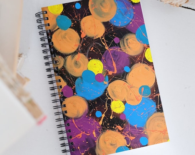 Featured listing image: Vibrant Unique Abstract Art Design | Spiral Notebook | Dotted Journal