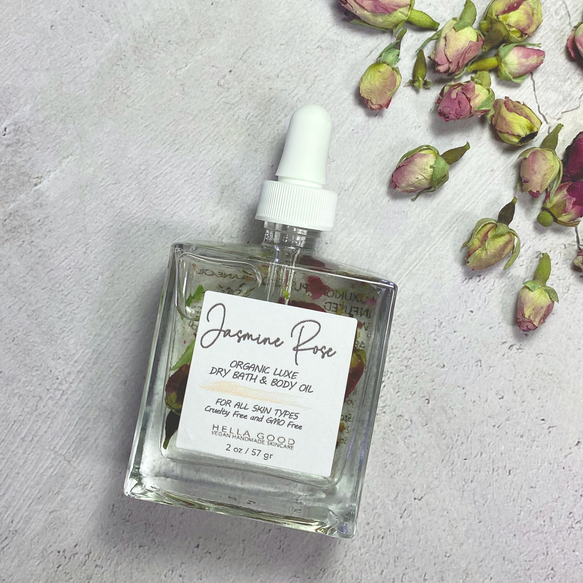 Organic Jasmine Rose Luxe Bath & Body Oil with Flower Petals Etsy