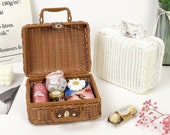 Hand Woven Imitation Rattan Storage Box - Props Box - Finishing Box- Picnic Basket - Suitcase Retro Woven Box - Lockable - Gift For Dad