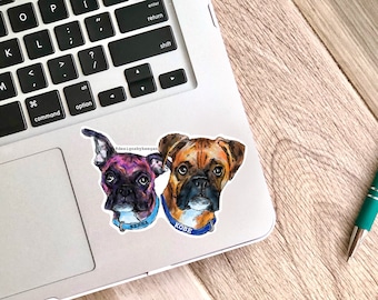 Custom Pet Sticker (multiple subjects) - custom pet portrait, waterproof stickers, laptop sticker, water bottle decal, stickers
