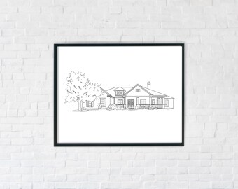 First Home Illustration - digital print, architectural drawing, realtor closing gift, popular right now