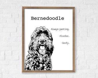 Instant Download Bernedoodle Digital Print