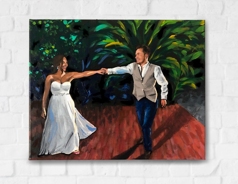 Custom Couple Portrait on canvas custom wedding gifts, painting from photo, portrait from photo, popular right now, trending now image 1