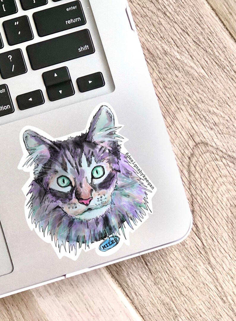 Custom Cat Sticker water resistant cat decal laptop image 6