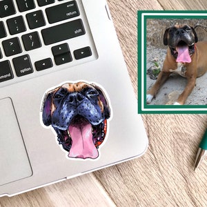 Custom Dog Sticker - water resistant stickers, laptop stickers, pet parent gifts, cartoon portrait