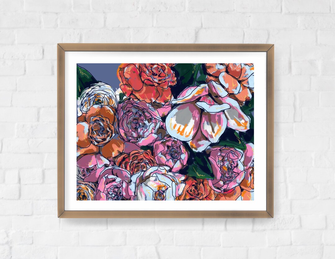 Peony Pink Digital Print - Instant Download, Peony Painting, Floral ...