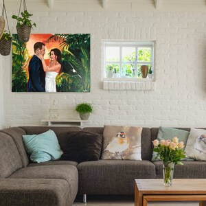 Custom Couple Portrait on canvas custom wedding gifts, painting from photo, portrait from photo, popular right now, trending now image 6