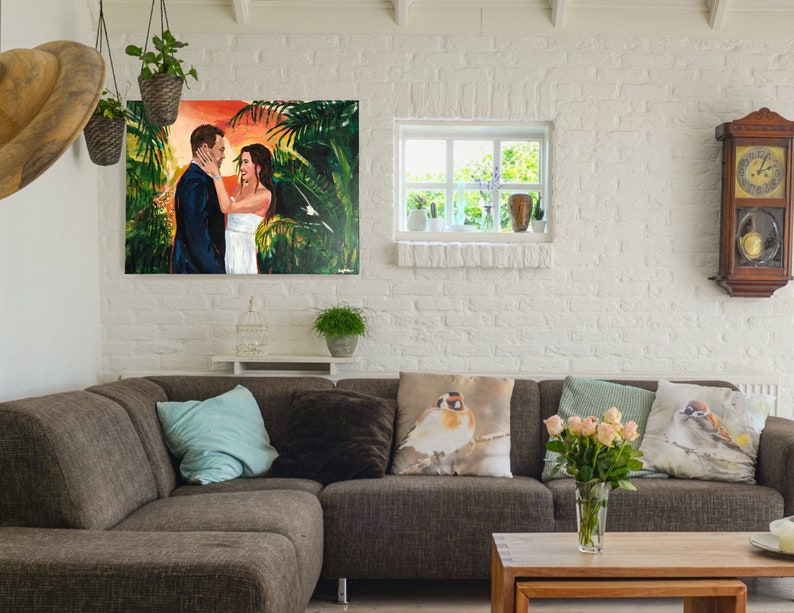 Custom Couple Portrait on canvas custom wedding gifts, painting from photo, portrait from photo, popular right now, trending now image 6