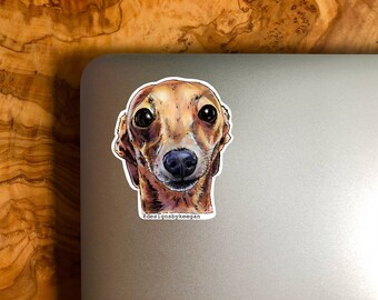 Greyhound Sticker - water resistant stickers, greyhound gifts, greyhound decal, doggo water bottle sticker, laptop stickers