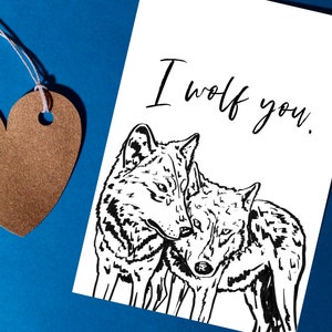 I Wolf You Card - descarga instantánea, impresión digital, tarjeta de día de San Valentín, tarjeta de aniversario, tarjeta de boda