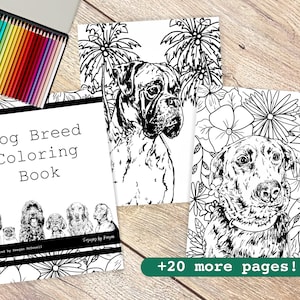 Dog Coloring Book - instant download, dog coloring pages, kid or adult coloring book