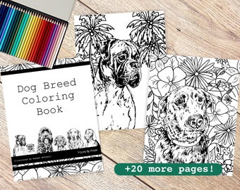 Dog Coloring Book - instant download, dog coloring pages, kid or adult coloring book