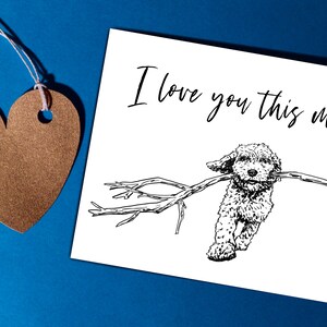 Perro con stick Valentines Day Card - descarga instantánea, impresión digital, perro San Valentín, popular en este momento, tarjeta doggo