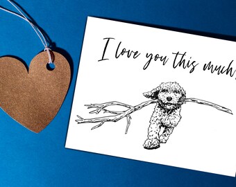 Dog with Stick Valentines Day Card - instant download, digital print, dog Valentine, popular right now, doggo card
