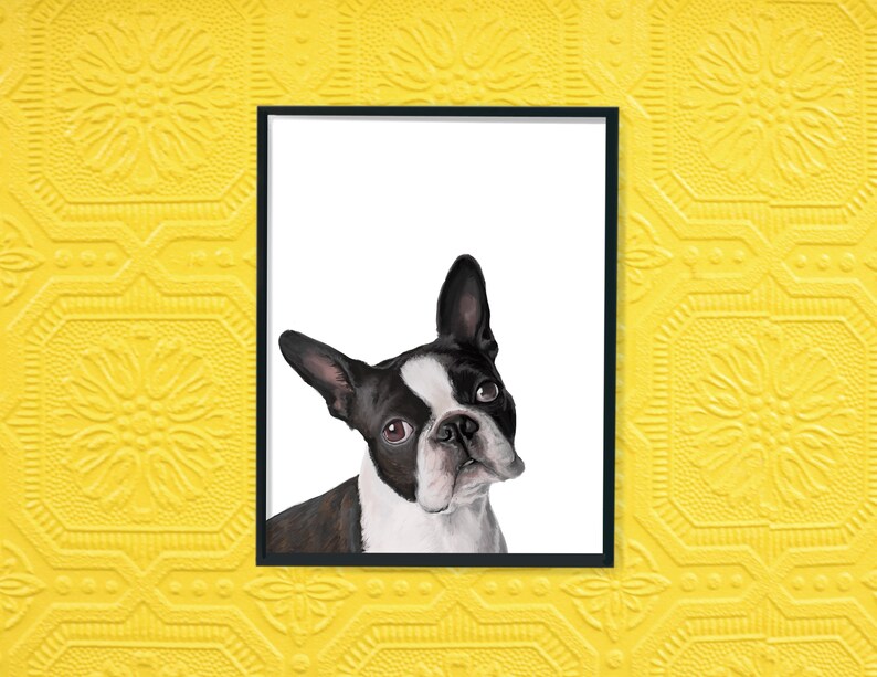 Boston Terrier Print digital print, instant download, Boston terrier gifts, Boston illustration, trending now image 5