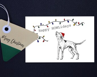 Dog Christmas Card - instant download, print yourself, Santa Paws, happy howlidays, coonhound, catahoula, beagle