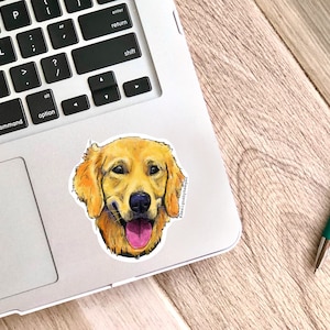 Golden Retriever Sticker - water resistant stickers, water bottle sticker, laptop stickers, retriever gifts, trending now