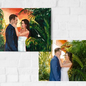 Custom Couple Portrait on canvas custom wedding gifts, painting from photo, portrait from photo, popular right now, trending now image 3