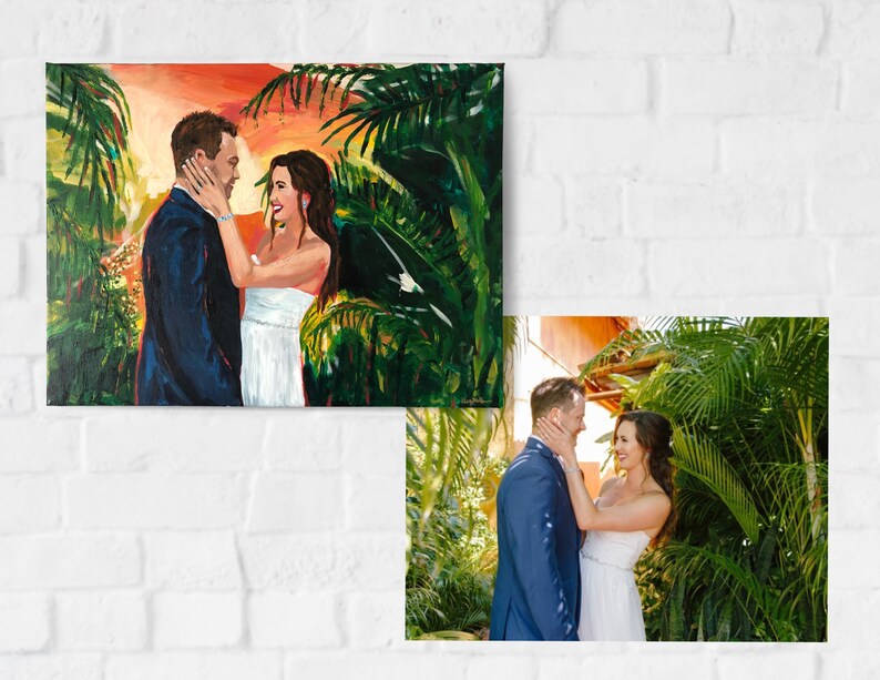 Custom Couple Portrait on canvas custom wedding gifts, painting from photo, portrait from photo, popular right now, trending now image 3