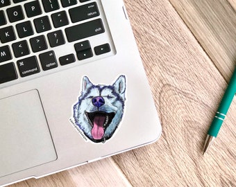 Husky Sticker - water resistant stickers, doggo laptop stickers, water bottle stickers, husky gifts, Siberian husky mom