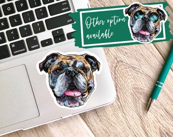 English Bulldog Sticker - water resistant stickers, laptop stickers, water bottle decal, English bulldog gifts, popular right now