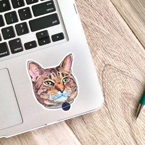 Custom Cat Sticker - water resistant cat decal, laptop stickers, custom cat portrait, portrait from photo, popular right now