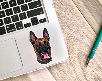 Belgian Malinois Sticker - water resistant stickers, Belgian malinois decal, Belgian Malinois gifts, popular right now