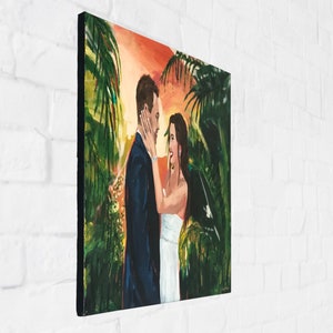 Custom Couple Portrait on canvas custom wedding gifts, painting from photo, portrait from photo, popular right now, trending now image 4