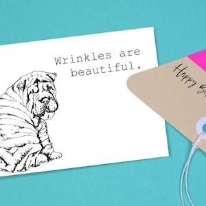 Dog Birthday Card - digital print, instant download, shar pei gifts, popular right now