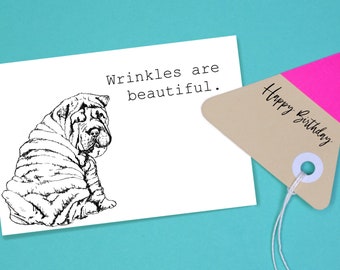 Dog Birthday Card - digital print, instant download, shar pei gifts, popular right now
