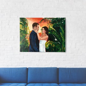 Custom Couple Portrait on canvas custom wedding gifts, painting from photo, portrait from photo, popular right now, trending now image 5