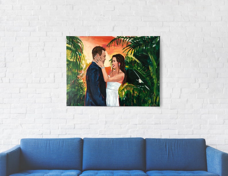 Custom Couple Portrait on canvas custom wedding gifts, painting from photo, portrait from photo, popular right now, trending now image 5